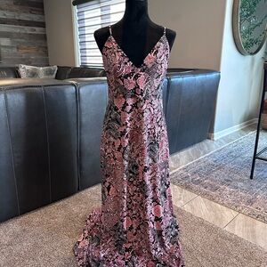 Michael Kors Pink and Black Floral Maxi Dress